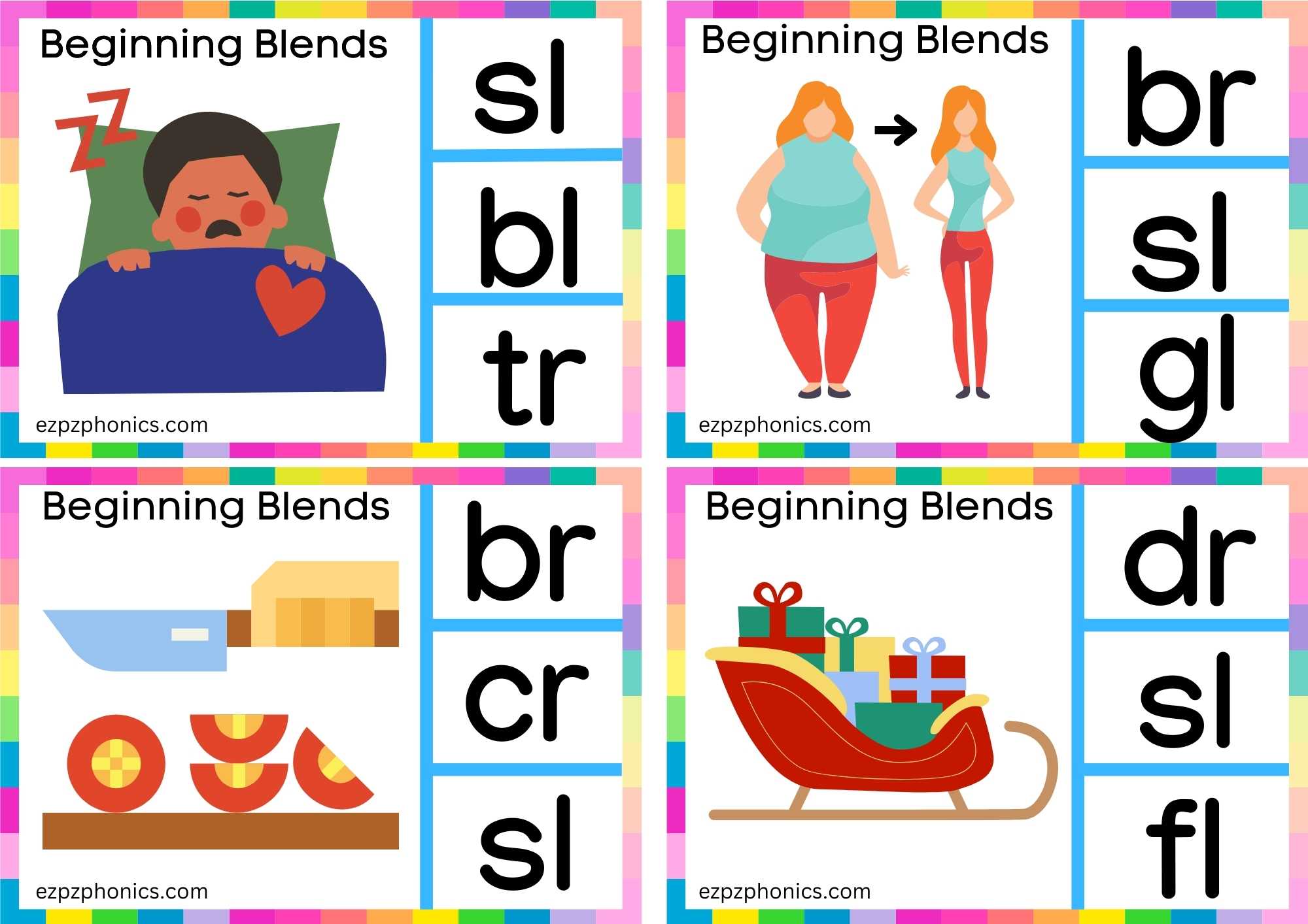 SL Beginning Blends Clip Cards Look At The Images And Clip The Correct Letters Set 1